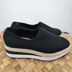 Dkny Black Canvas Platform Square Toe Slip-Ons Size 9